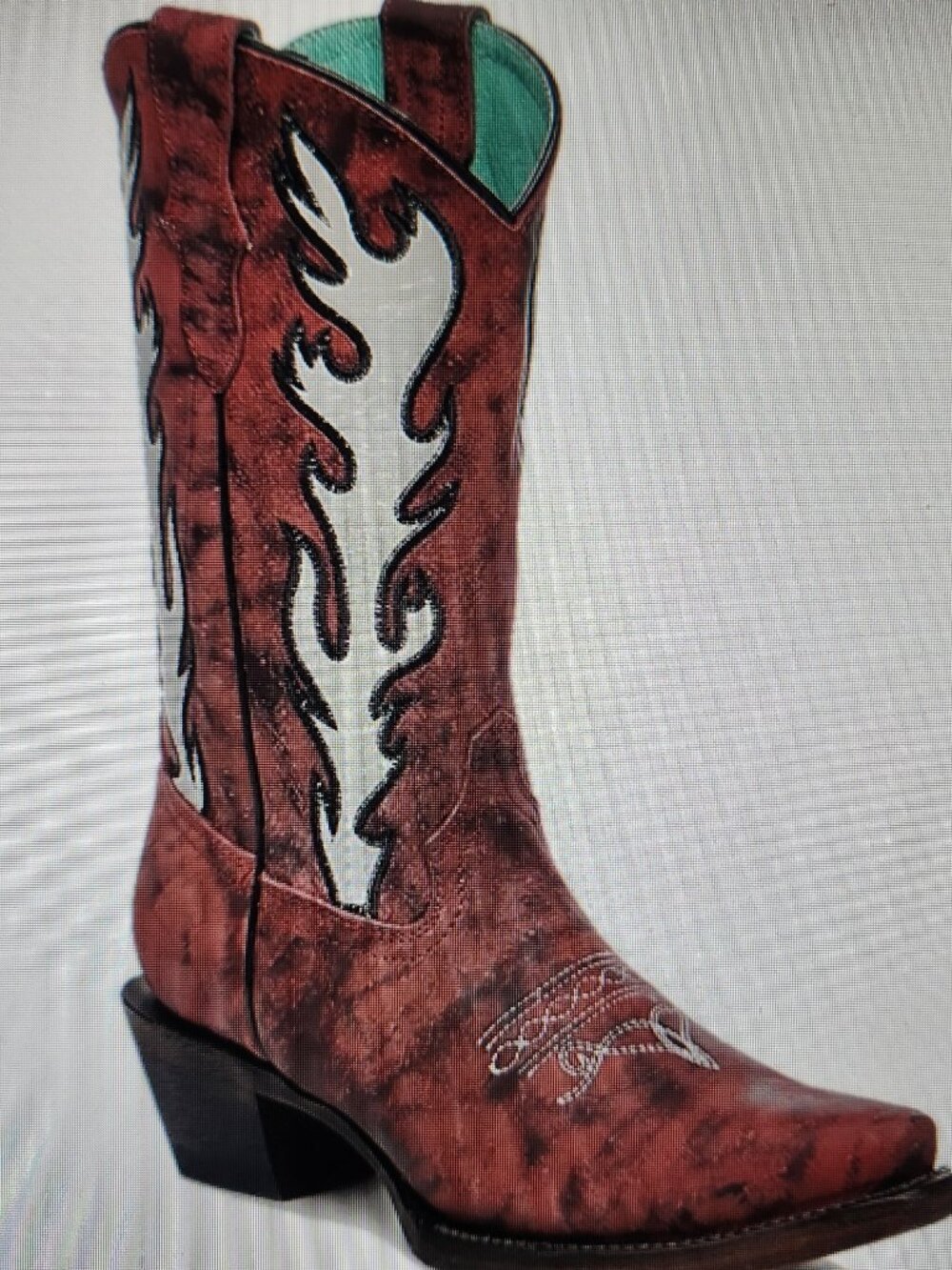 Corral Teens Size 2 Wine Embroidery Overlay Boots. NIB.